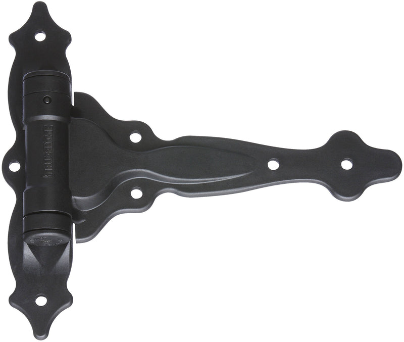 National Hardware N346-200 V6220 TruClose Decorative Spring T Hinge in Black, 7-3/4" x 8-1/2", 2 piece Updated Packaging