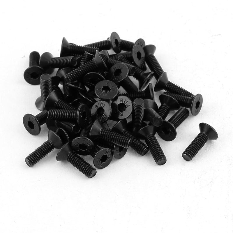 uxcell 50Pcs Black M3 X 10mm Alloy Steel Hex Socket Flat Head Countersunk Screws Bolts M3x10mm 50