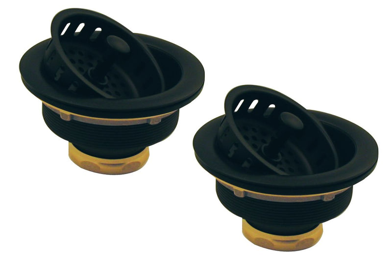 Westbrass D2145-62 3-1/2" Post Style Large Kitchen Sink Basket Strainer, Matte Black (2-Pack) 2-Pack