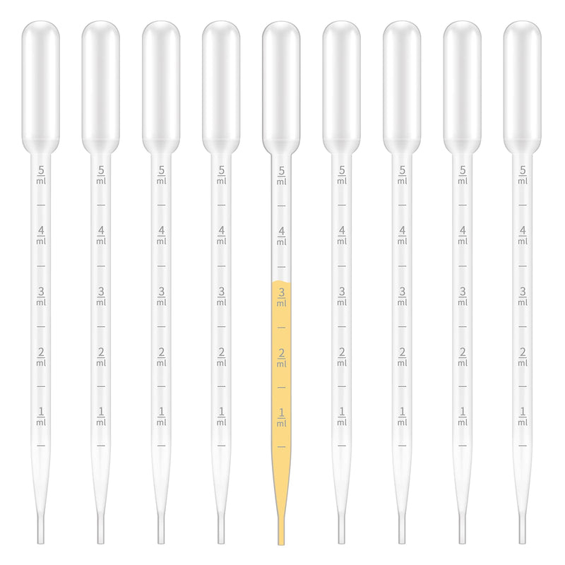 100 Pcs 5ML Plastic Transfer Pipettes for Essential Oils,Liquids,Graduated
