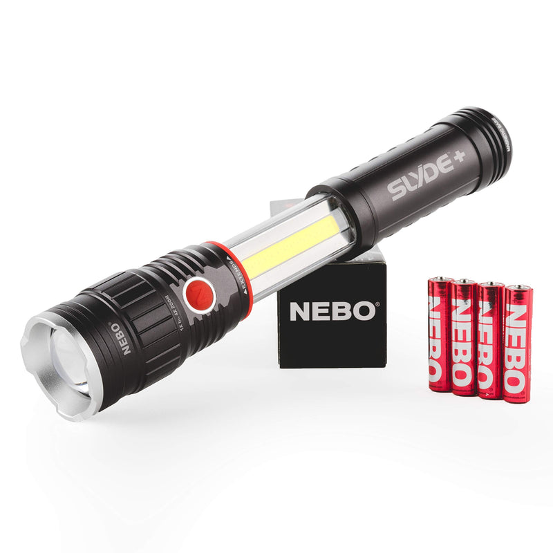 NEBO 300-Lumen LED Worklight Flashlight: Slyde+ Has a Strong Magnetic Base; Use as a Standard Flashlight or Slide to Open and Reveal the Best Work Light - Nebo 6525 300 Lumens