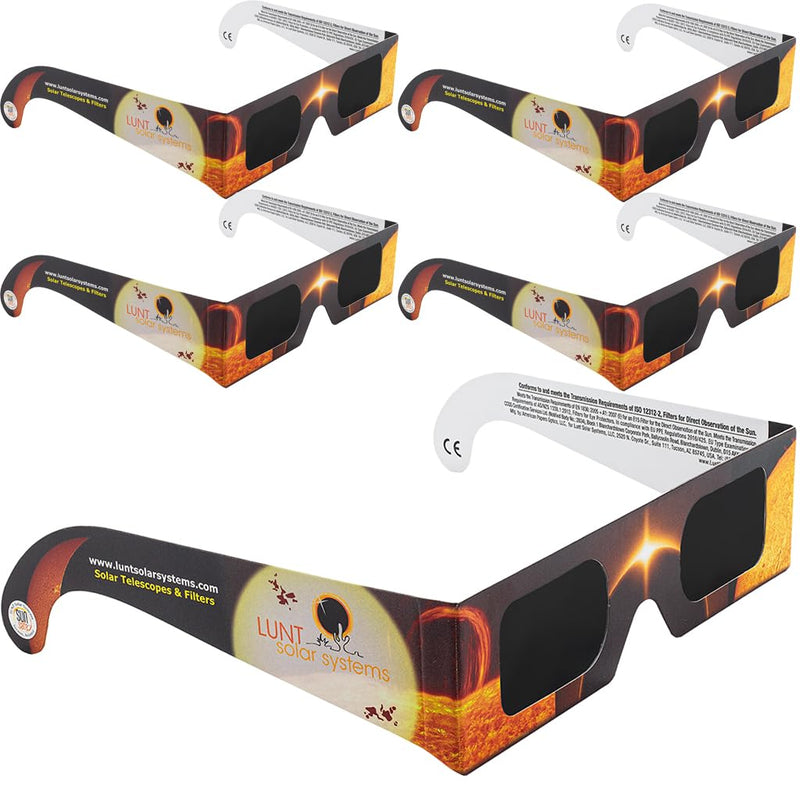 Lunt Solar Eclipse Glasses 5-Pack - ISO & CE Certified, AAS Approved for 2026 Eclipse in Spain & EU (UK, Germany, France) Regular
