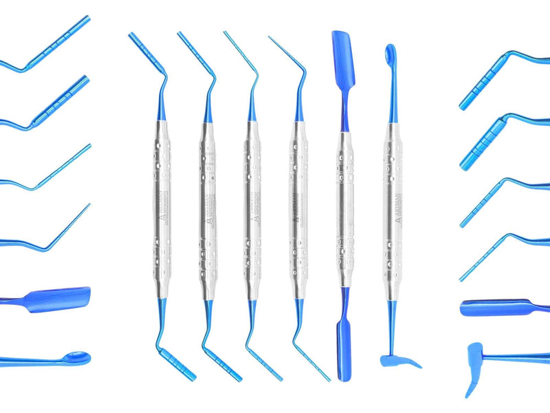ARTMAN INSTRUMENTS Implant Bone Graft Carrier Titanium Coated Pluggers and Packer, Set of 6 Dental Instruments for Bone Grafting Procedures, High-Quality Stainless Steel