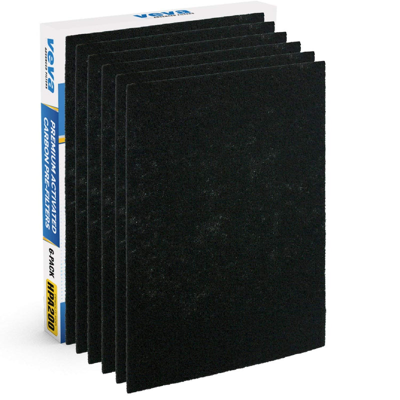 VEVA Air Purifier Filter Replacements - 6 Pack Precut & Compatible with Honey-well HPA200 Purifiers - Premium Activated Carbon Pre-Filters 6 Pre-Filters