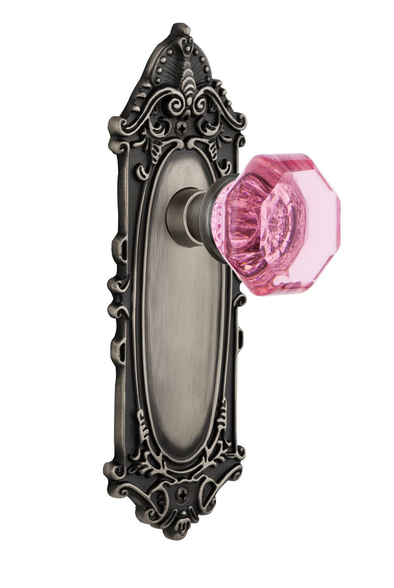 Nostalgic Warehouse 722686 Victorian Plate Single Dummy Waldorf Pink Door Knob in Antique Pewter