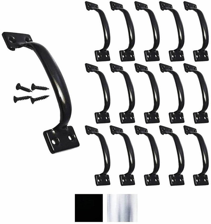 15 Pack, Premium Black Pull Handle 5-3/4" Utility Door Pulls, Black Handles for Home Improvement, Barn Door Hardware with Screws 15 Pack
