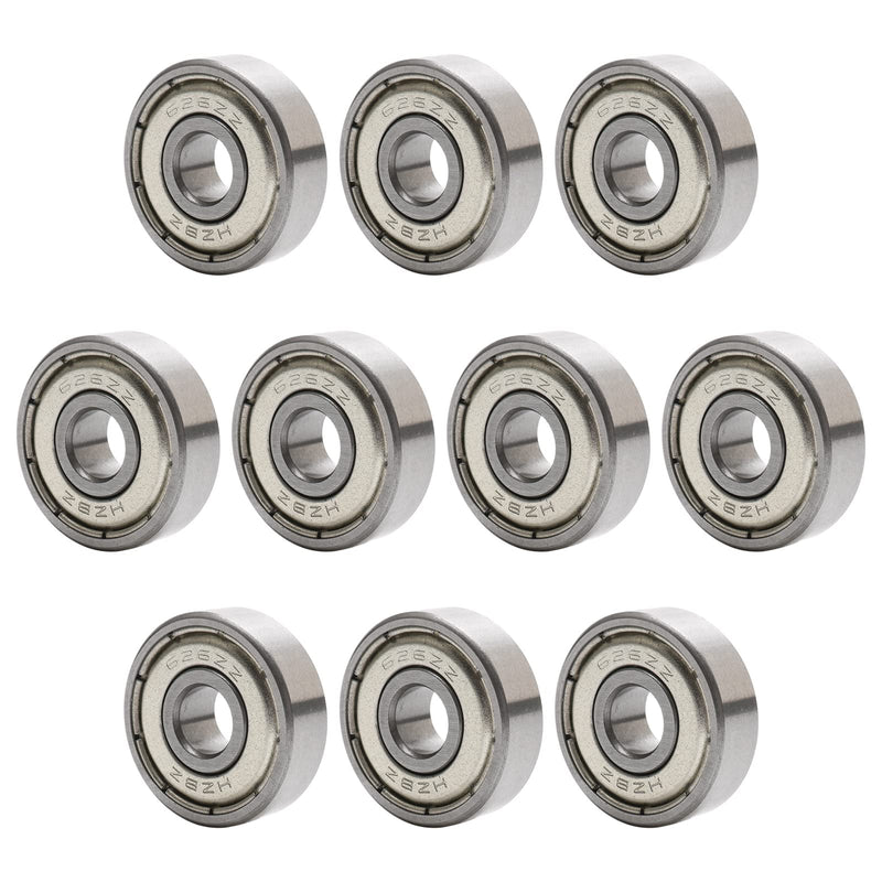 6x19x6 mm Steel Deep Groove Ball Bearing Model Bearings 626ZZ 626Z 80026 10 PCS Skateboard Bearings