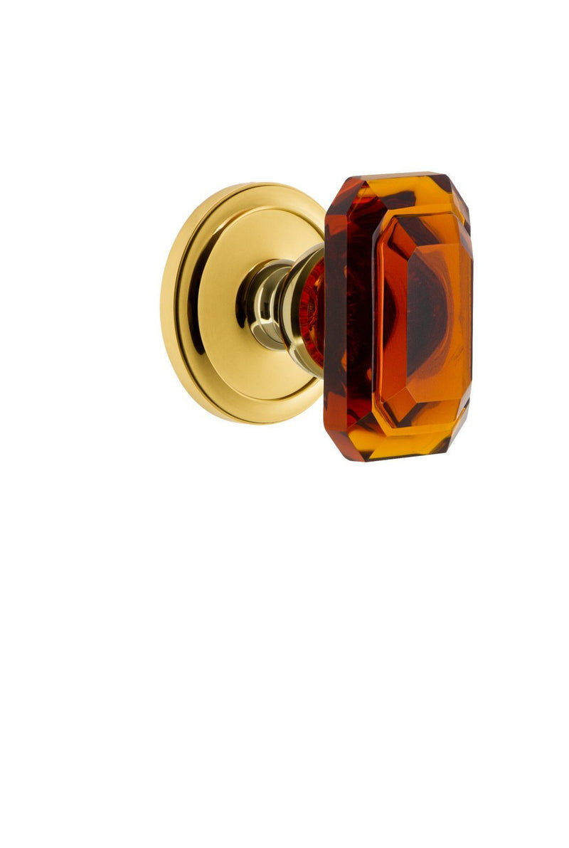 Grandeur 828199 Circulaire Rosette Double Dummy with Baguette Crystal Knob in Polished Brass