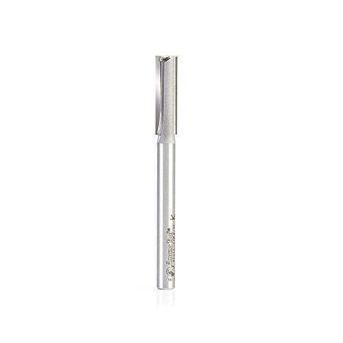 Amana Tool - 45212-01 Solid Carbide Cutting Edge Straight Plunge CNC Router Bit for Wood High Production 9/32 Dia x 1 x 1/4 Inch Shank