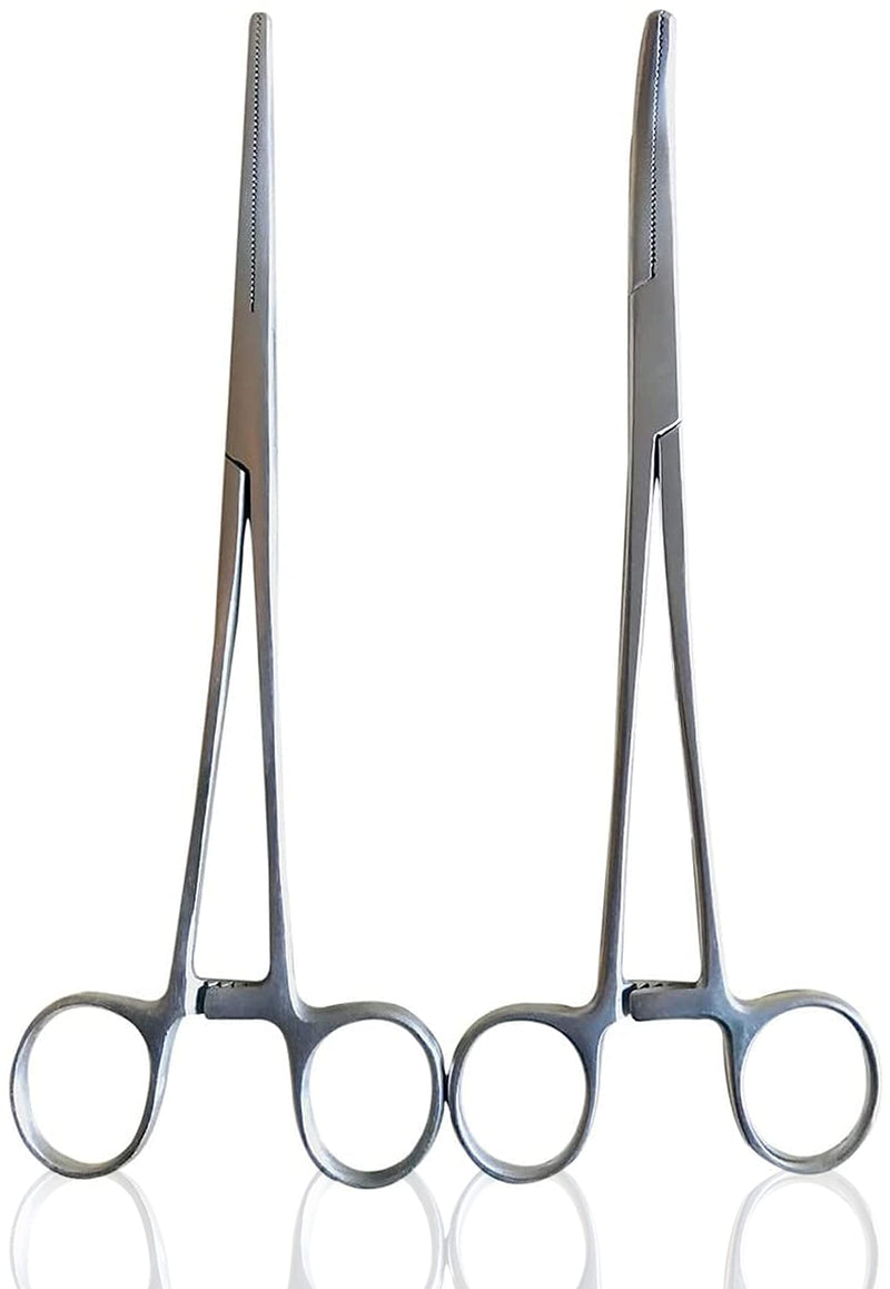 OdontoMed2011 HEMOSTATS, CURVED 8" AND STRAIGHT 8" Stainless Steel Ideal for EMT, Firefighter, Dental, Hobby, Fishing, Electronics, Pruning, Taxidermy ODM
