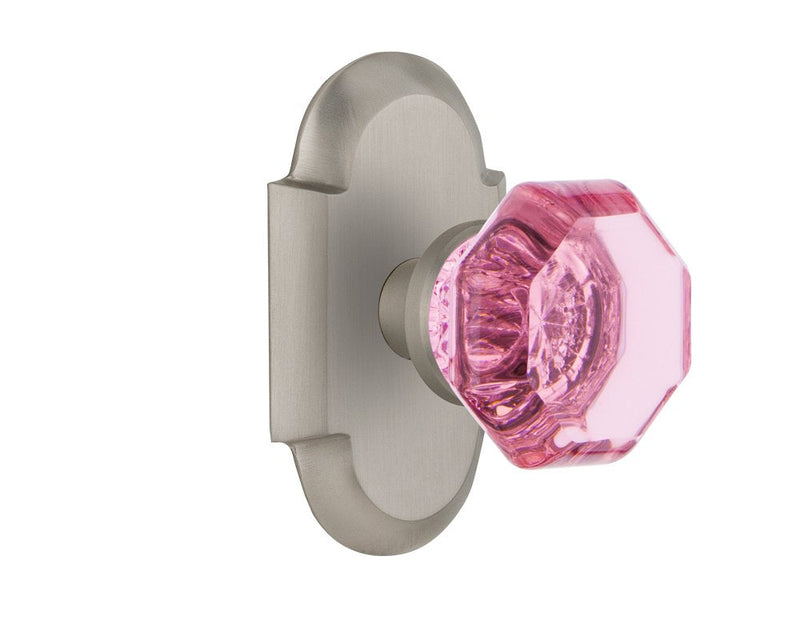 Nostalgic Warehouse 720340 Cottage Plate Waldorf Cobalt Door Knob in Satin Nickel, Passage-2.75 Passage - 2.75
