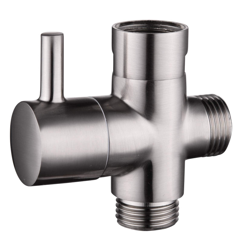Shower Flow Control Valve G1/2" Brass 3 Way Shower Diverter Valve for Hand Shower and Shower Arm, Brushed Nickel, DSF007NA