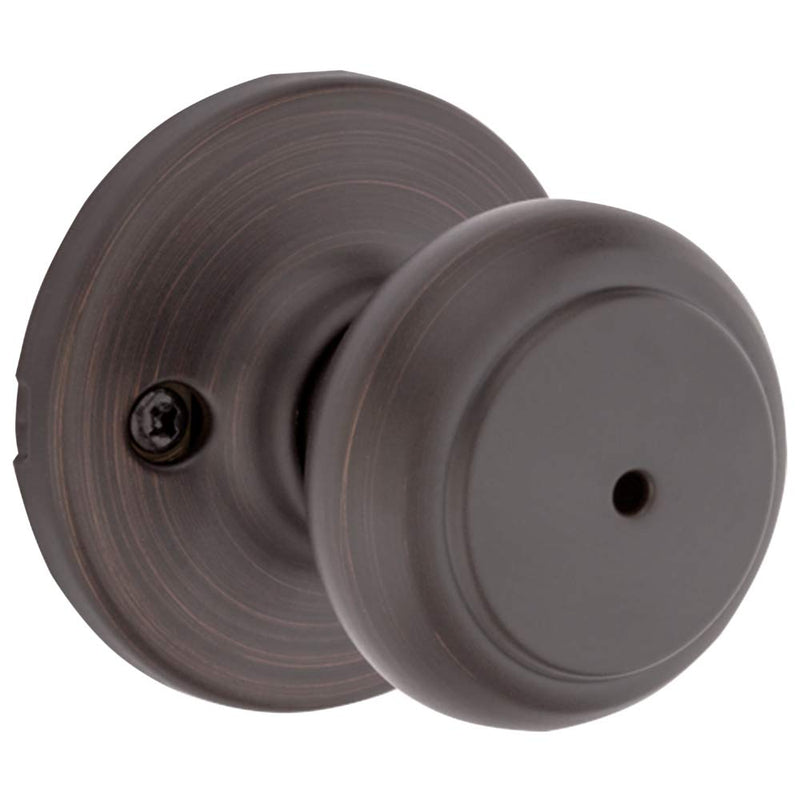 Kwikset Cove Interior Privacy Door Knob with Lock, Door Handle For Bathroom and Bedroom, Venetian Bronze Keyless Turn Lock Doorknob 1 Pack