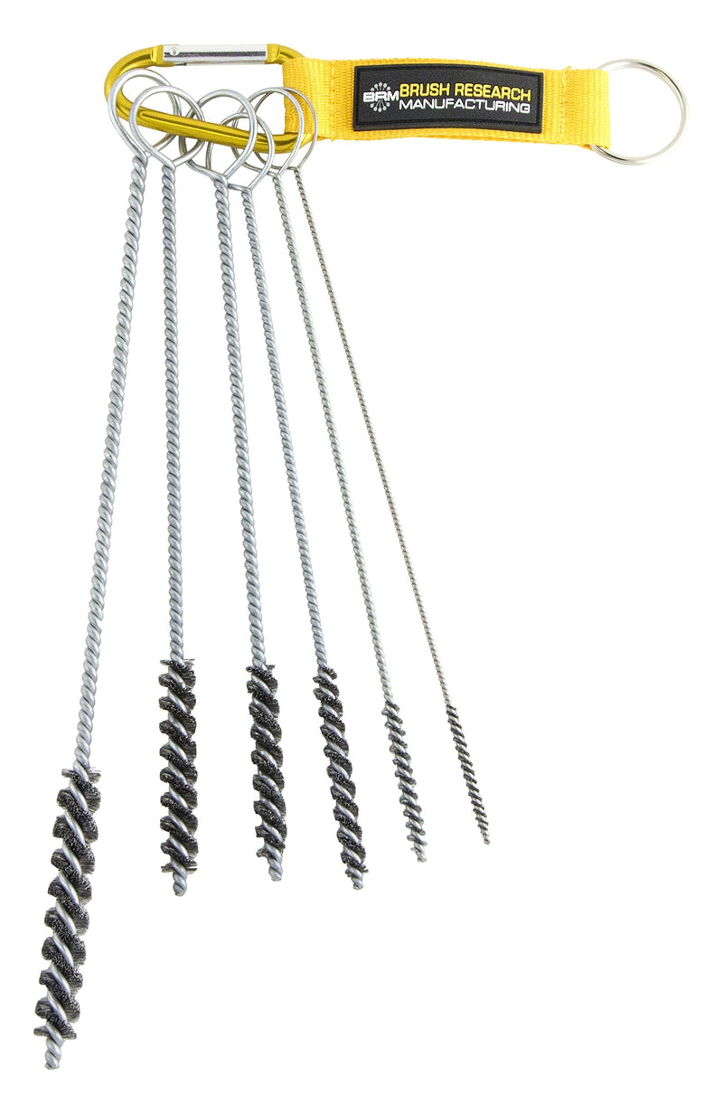 Brush Research 84CKITA 6 Piece Carbon Steel Tube Brush Kit with Ring Handles from 1/8" to 7/16" 1/8" - 7/16"