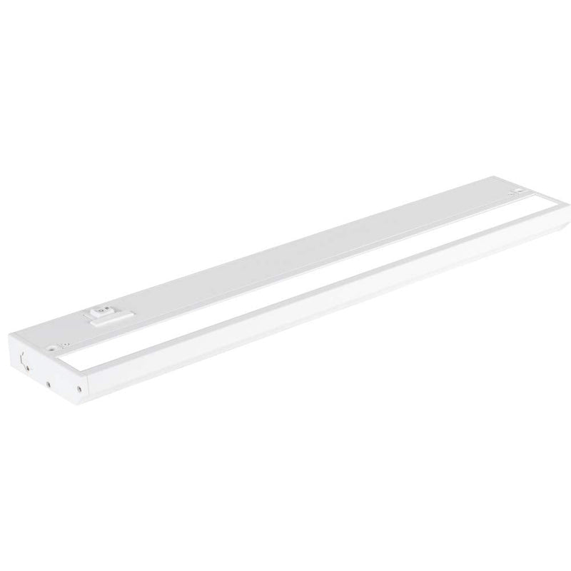 LED Under Cabinet Lighting Hardwired - 3CCT 18 Inch White Finish - Undercabinet Lights for Kitchen - Linkable Undercounter Dimmable Plug in Light or Hard Wired - Under Counter Fixture Direct Wire