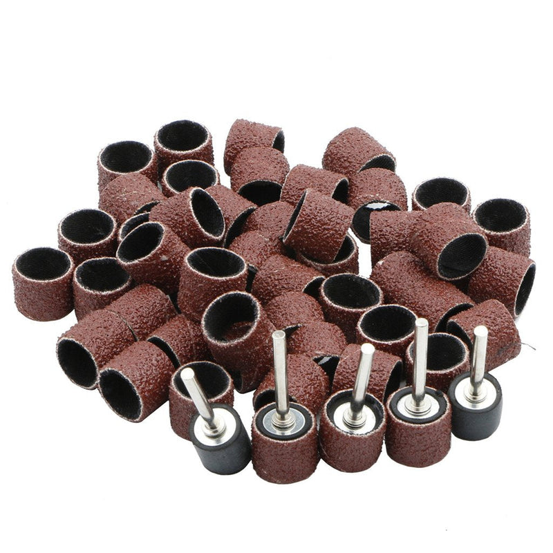 50PCS Sanding Bands Sleeves 60 Grit& 5 Mandrels Electric Grinding Polishing Sandpaper Circle Sand Ting