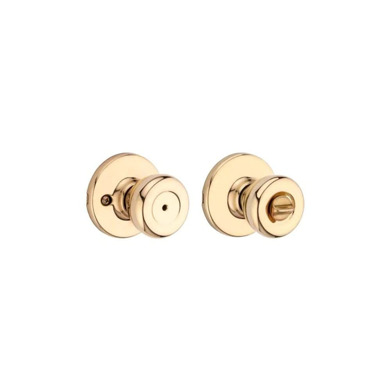 Kwikset Tylo Interior Privacy Door Knob with Lock, Door Handle For Bathroom and Bedroom, Polished Brass Keyless Turn Lock Doorknob, 1 Count (Pack of 1) Standard Packaging