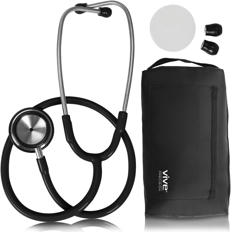 Dualhead Stethoscope - Dual Head Diaphragm Bell for Nurses, ER, Cardiology, Veterinary, Fetal Pediatrics Blood Pressure Kit - Double Barrel Chestpiece Device for Doctors, Students 1 Count (Pack of 1) Black