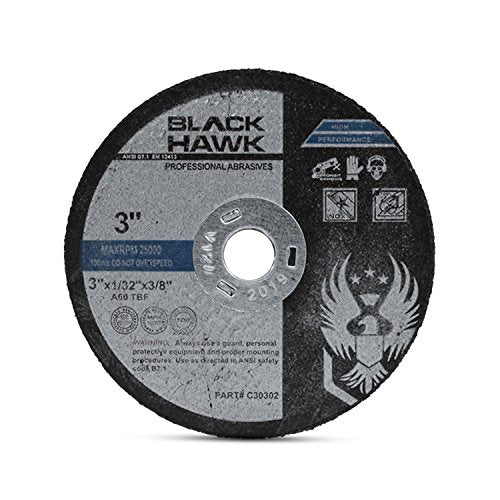 BHA Metal and Stainless Steel Cut Off Wheels for Die Grinders, 3” x 1/32” x 3/8” - 25 Pack 3” x 1/32” x 3/8”