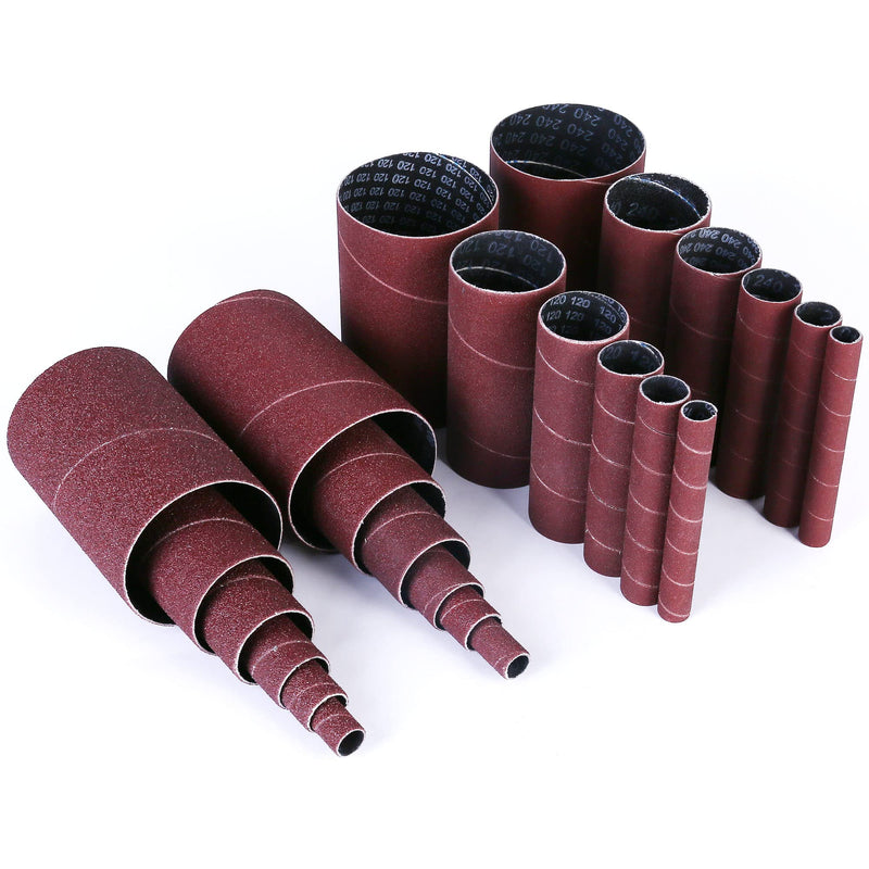 LotFancy Spindle Sander Sleeves, 24PCS Sanding Sleeves for Oscillating Sander, 60 80 120 240 Assorted Grit Sandpaper, 4-1/2” Length, 1/2”, 3/4”, 1”, 1-1/2”, 2”, 3” Diameter 80/120/240Grit,18Pack