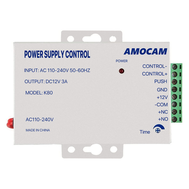 K80 Power Supply Control, AC 110-240V to DC 12V Power Supply for Door Access Control System, Video Doorbell, Electric Strike Lock, Bolt Lock, Magnetic Lock, Power Supply Controller