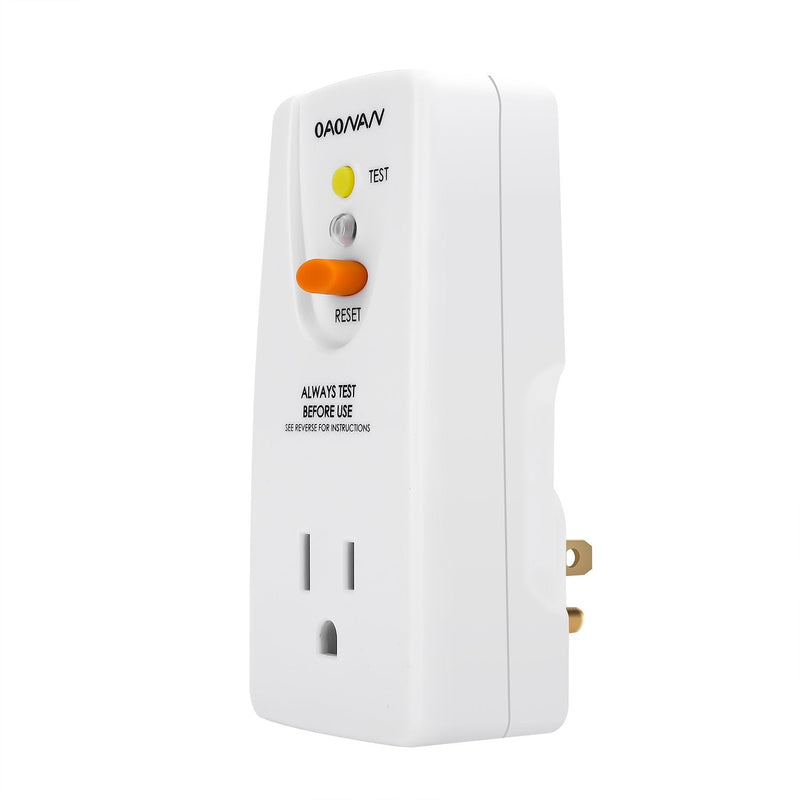 GFCI Adapter 15 Amp 3 Prongs Grounded, Waterproof, GFCI Plug Portable with One Outlet and Male Plug-in Ground Fault Circuit Interrupter to Protect Electric Safety
