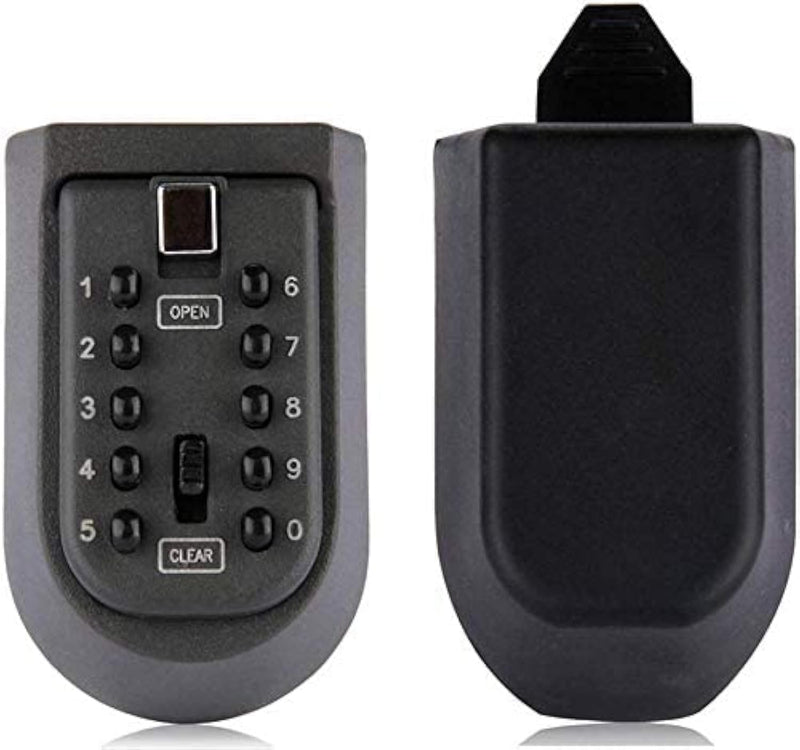 Indoor & Outdoor Key Lock Box Wall Mounted Push Button Combination Key Safe Storage Security Lock Box with Black Rubber Cover & Wall Bolt Fixings for 5 to 7 Mortise Style Keys