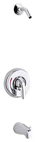 Kohler K-PLS15601-X4-CP Coralais B/S Trim Red/Blue Indexing and NPT Spout, Less Showerhead, Bath and Shower Valve Trim with Lever Handle