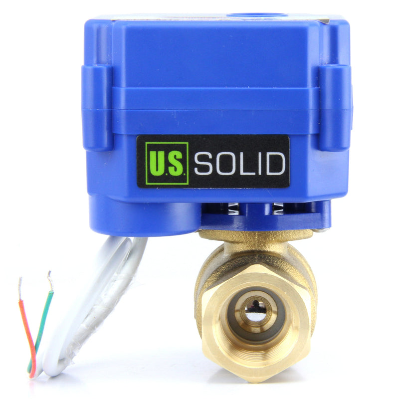 U.S. Solid Motorized Ball Valve- 1" Brass Ball Valve with Standard Port, 9-24V AC/DC and 2 Wire Auto Return Setup 1 Inch