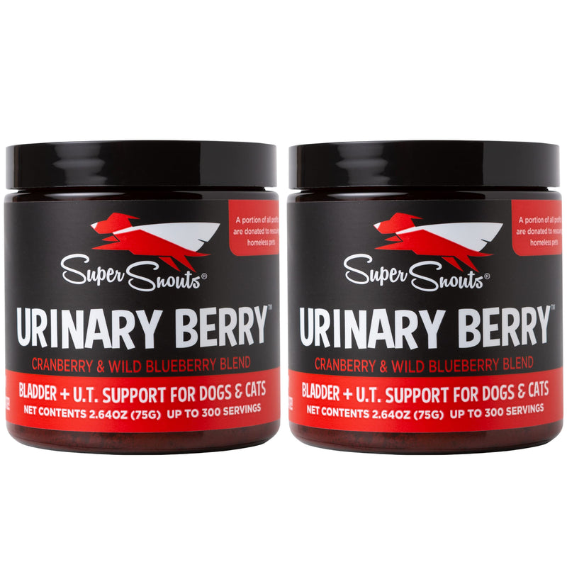 Super Snouts Urinary Berry Urinary Tract Supplements for Dogs & Cats, Made in USA, US & Canadian Blueberry & Cranberry Powder, UTI, Kidney Health Support, Bladder Support for Dogs (2.63 oz, Pack of 2) - PawsPlanet Australia