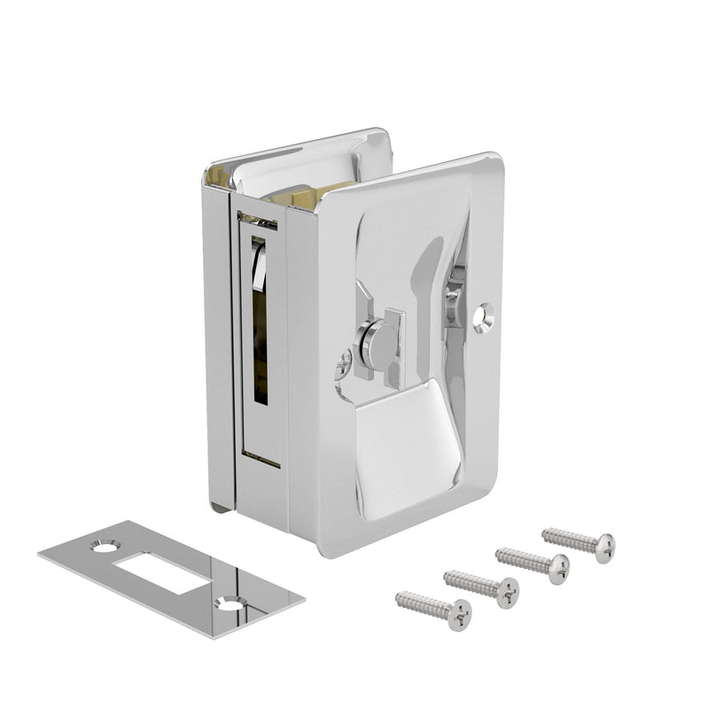 Richelieu Hardware 1701CPSBC Onward Pocket Door Pull, Privacy Lock, 3 1/4 in (82 mm), Rectangular, Chrome