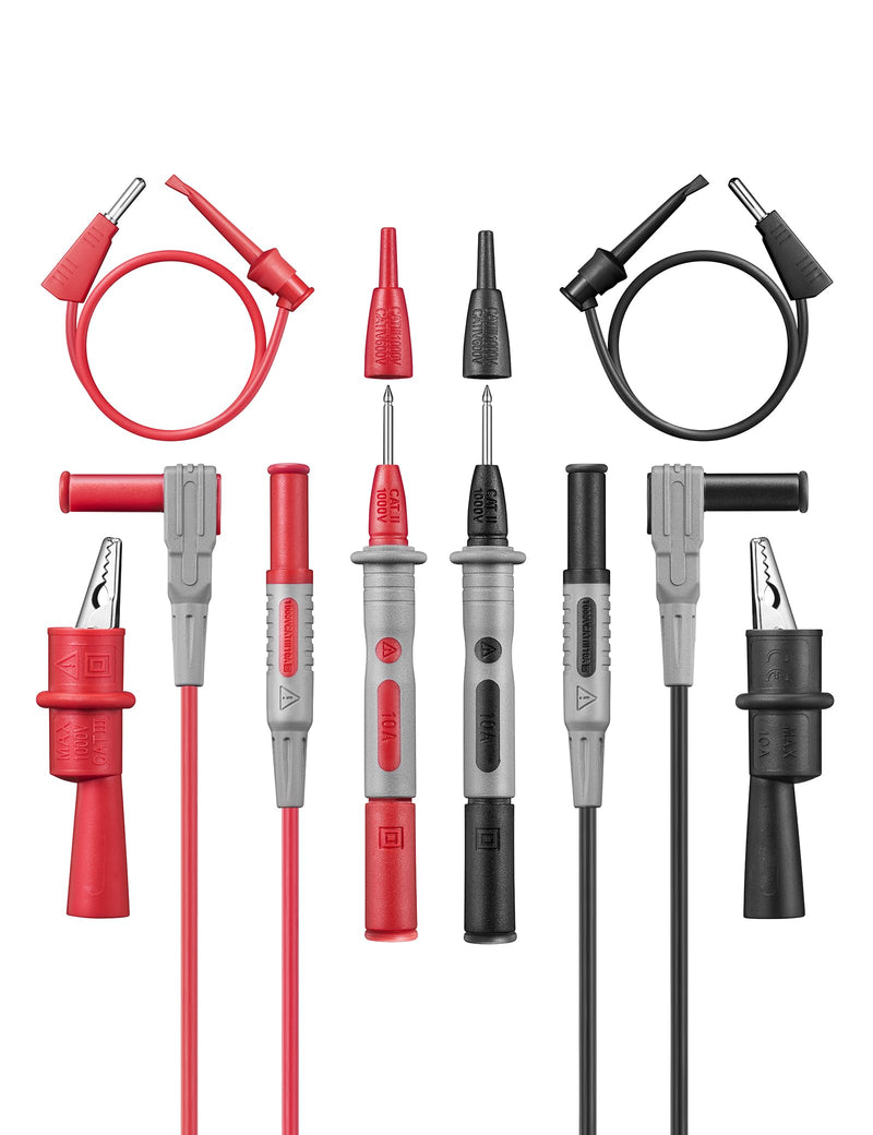 AstroAI 8Pcs Multimeter Test Leads Set with Alligator Clips, Plunger Mini Hooks and Test Probes 1000V 10A CAT III & CAT IV 600V for Fluke, KAIWEETS, INNOVA Multimeter, Voltmeter, Clamp Meter