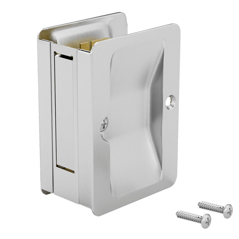 Richelieu Hardware 1700BCPSBC Onward Pocket Door Pull, Passage Lock, 3 1/4 in (82 mm), Rectangular, Brushed Chrome