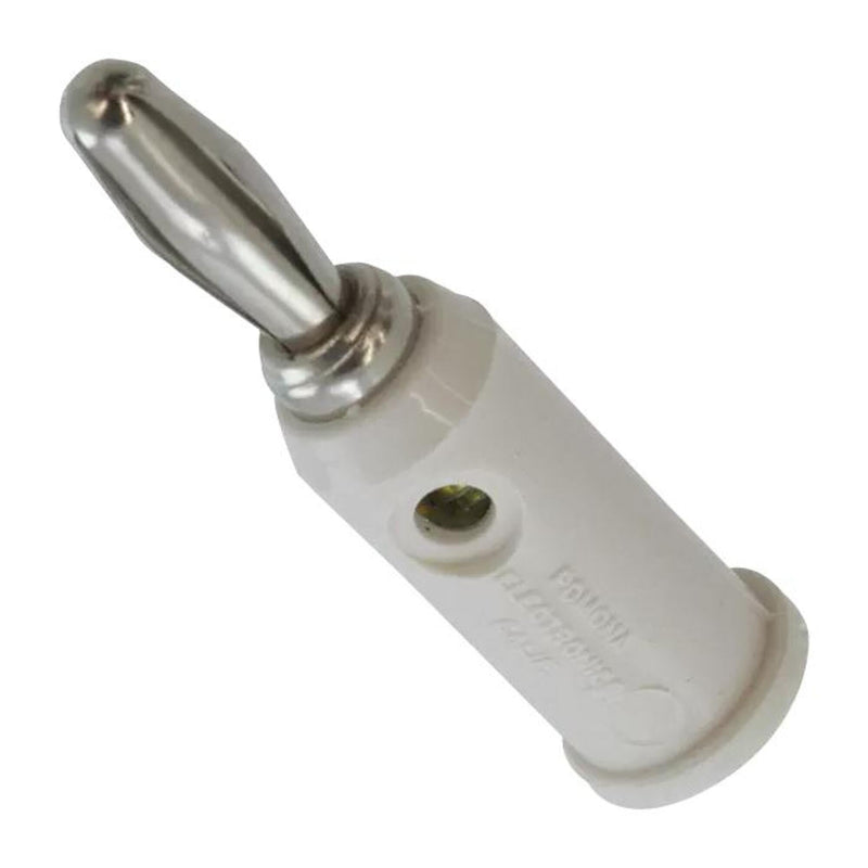 Pomona 1825-9 Banana Plug with Safety Collar, SOLDERLESS, White (Pack of 10)