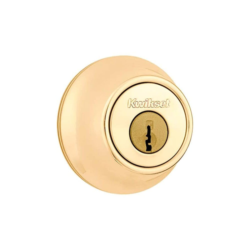Kwikset 96650-494 Security Double Cylinder Deadbolt, Polished Brass, 1-Inch Diameter Round Adjustable Latch, Key Lock