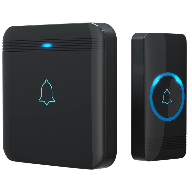 AVANTEK Wireless Doorbell, D-3G Waterproof Chime Kit Operating at Over 1300 Feet with 52 Melodies, 5 Volume Levels & LED Flash Black