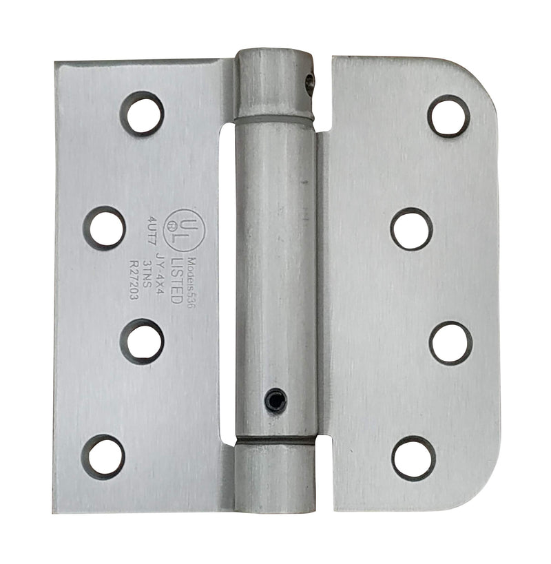 Hinge Outlet Spring Self-Closing Hinges, 4 Inch Square with 5/8 Inch Satin Nickel, 2 Pack, Adjustable Door Closing 4" x 4" with 5/8" Square radius (Pack of 2)
