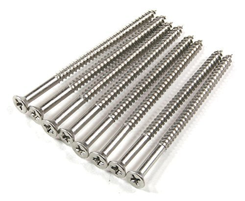 Hinge Outlet Satin Nickel Wood Screws 9 X 3 Inch - 24 Pack Silver