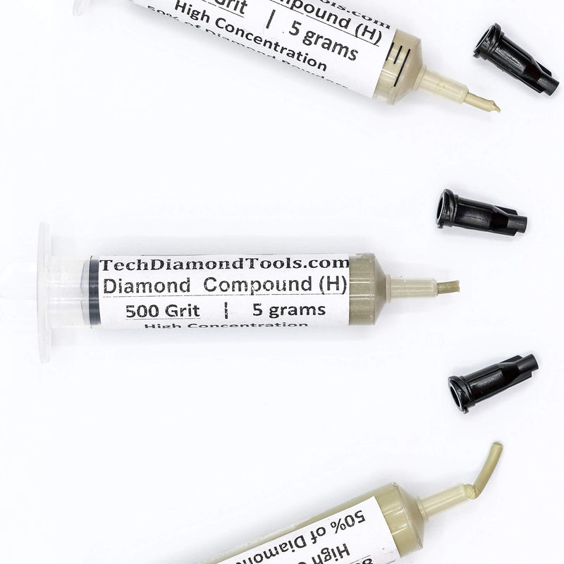 TechDiamondTools Kit of 3 Diamond Lapping Paste Polishing Compound USA Made 500 800 1200 Grit Lapping Compound for Rock Glass Metal Jewelry Resin Marble with High Concentration of Diamond Powder 1200 800 500 grit