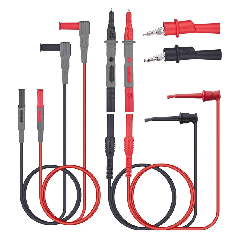 WGGE Soft Silicone ElectricianTest Lead Kit CAT III 1000V & CAT IV 600V with Insulation Alligator Clips, clamp Meter, Needle Probe for WGGE/Fluke/AstroAI/INNOVA/KAIWEETS Multimeter (WG-012)