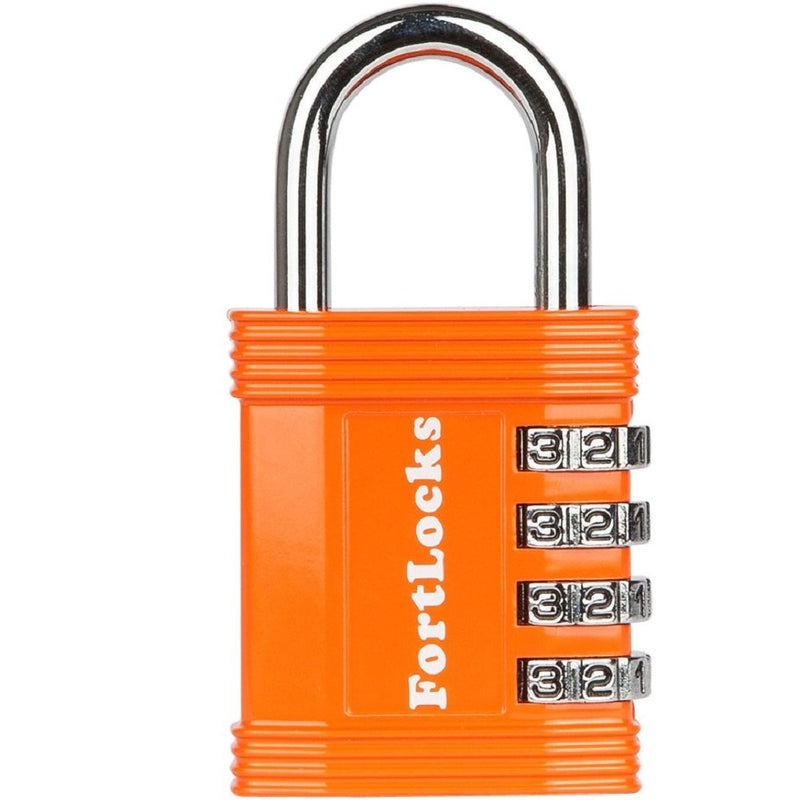 Padlock - 4 Digit Combination Lock for Gym Outdoor & School Locker, Fence, Case & Shed – Heavy Duty Resettable Set Your Own Combo – Waterproof & Weatherproof (1 Pack - Orange) 1 Pack - Orange