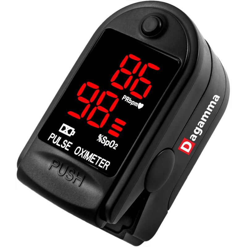 Dagamma DP100 Fingertip Pulse Oximeter, Heart Rate Measurement, Blood Oxygen Saturation Monitor SpO2 with LED Screen, Resistance against ambient light, Carrying Case, Batteries, Lanyard (Black)