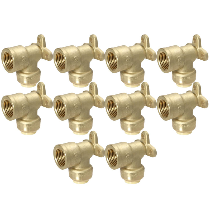 10 Pack XFITTING 1/2 Push Fit x 1/2" Female Elbow Drop Ear, Push to Connect