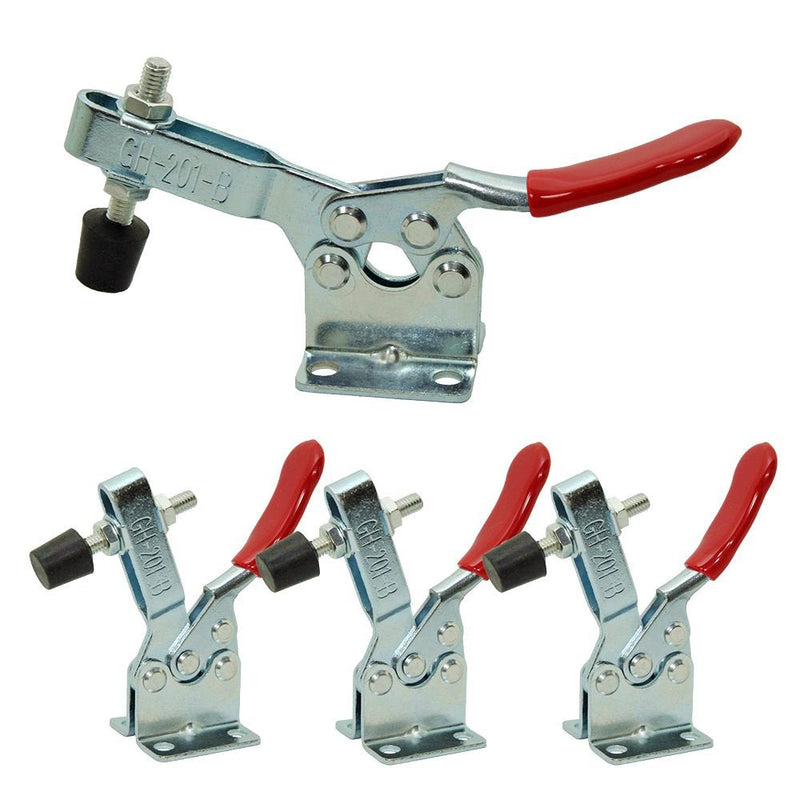 4 PCS Toggle Clamp 201B Hand Tool 198Lbs Holding Capacity Antislip Horizontal Quick Release Heavy Duty