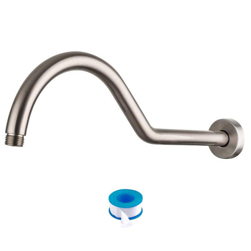 Lordear Shower Extension Arm Solid Brushed Nickel T304 Stainless Steel 17 Inch Extension Shower Arm with Flange Shower Head Pipe For Rain Shower Heads