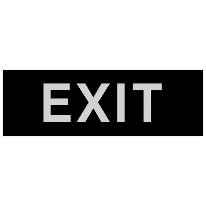 All Quality Basic Exit Wall or Door Sign - Simple & Clear To Ensure Safety | Easy to Install - Black/SIlver - Small (1 Pack) 2" x 6" - Small (1 Pack) Black / Silver