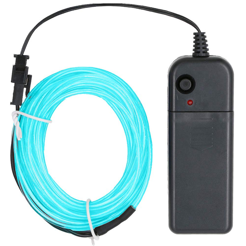Searik LED Neon Light, 16.4ft/5m Portable EL Wire Glowing Rope Lights LED Strips with Battery Controller for Halloween Decorations Party Favor Festival DIY Car Clothes Decor (Light Blue) Light Blue