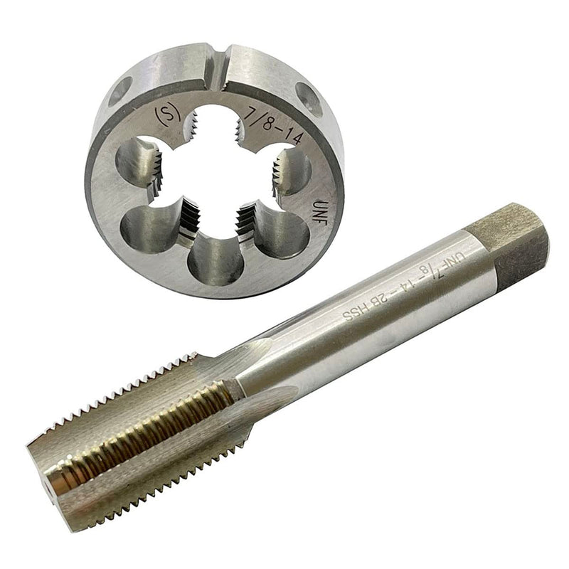 7/8-14 HSS Tap And Die Set， UNF Machine Thread Tap And UNF Round Thread Die Right Hand