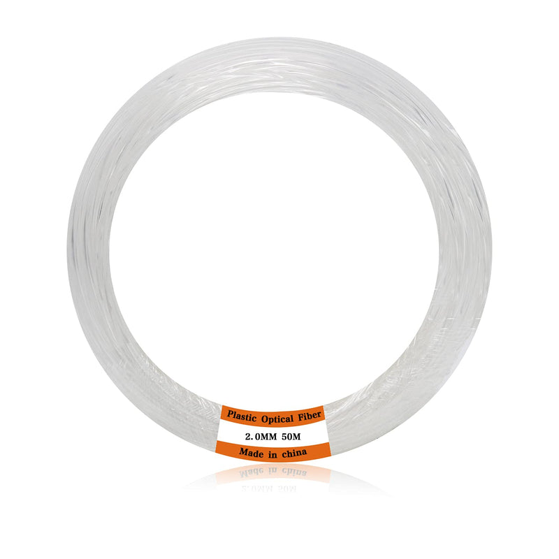 AMKI Plastic 0.08in/2mm Diameter 164ft(50Meter) PMMA Fiber Optic Roll End Glow Cable for All Kind Led Star Ceiling Light Kit