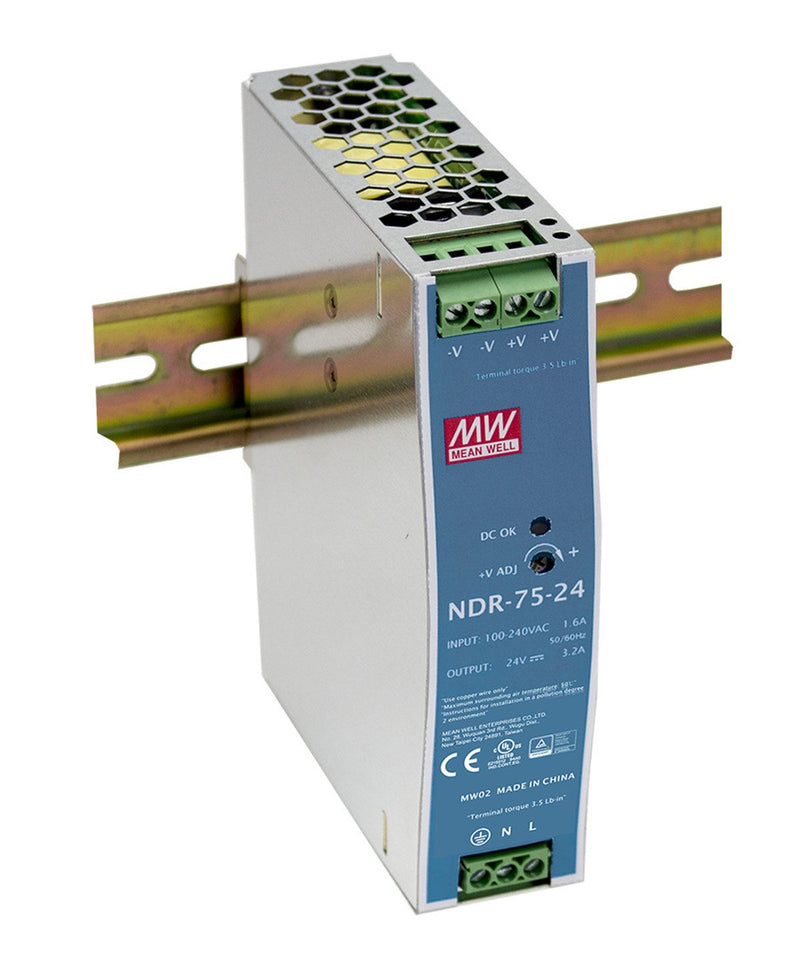 MEAN WELL MW NDR-75-24 24V 3.2A DIN Rail Power Supplies